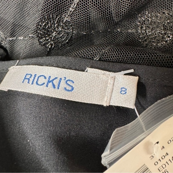 Ricki's Black Sequin Scoop Neck Embellished Belt Fit & Flare Size 8 - Picture 11 of 13